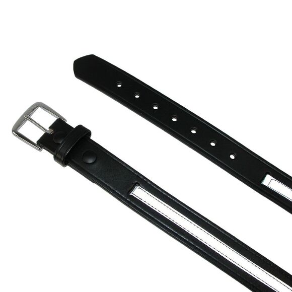 Boston Leather Men's Leather Work Belt with Reflective Safety Stripe - Picture 3 of 4